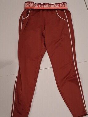 Gymshark Red Athletic Leggings with White Trim